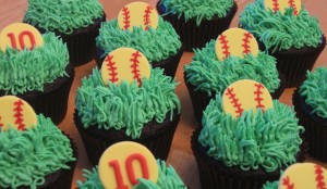 Softball Birthday Cupcakes