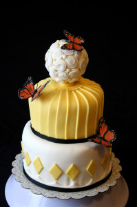 Stacked butterfly cake