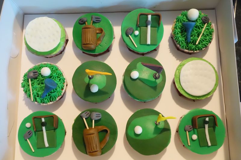 Mixed box of golf cupcakes