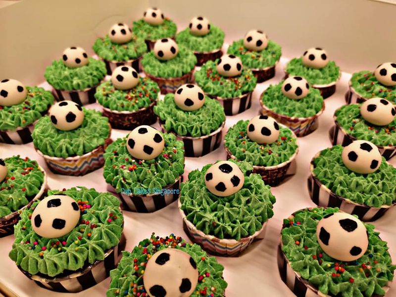 Football (soccer) cupcakes